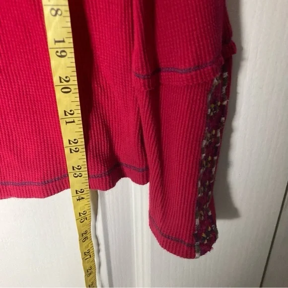 Nwot Sundance Waffle Thermal Top L Embroidery Floral Boho Indie Retro Magenta - Picture 4 of 7